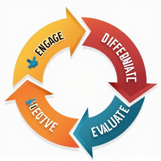Infographie illustrant le cycle d'apprentissage: Engager, Différencier, Collaborer, Évaluer.